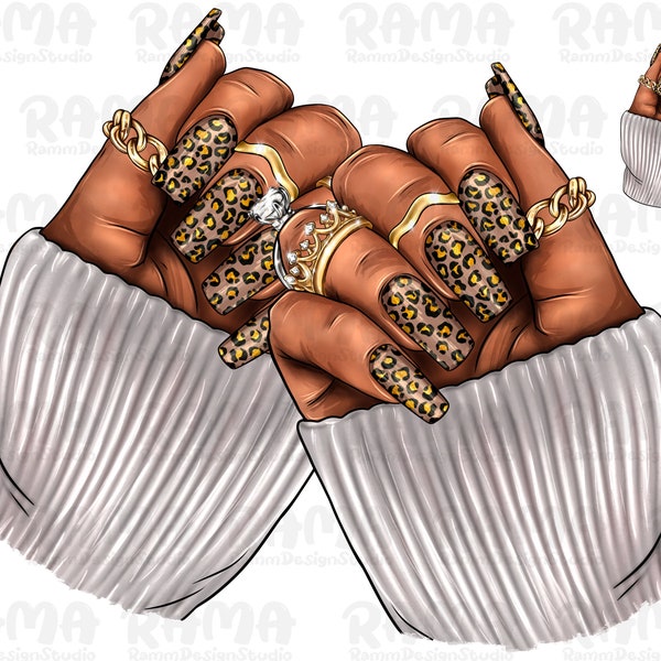 Leopard Nails Png, Black Woman Melanin Nails Png, Black Woman Hand Png, Leopard Png, Nail Artists Png, Afro Nail Tech Png, Black Woman Nails