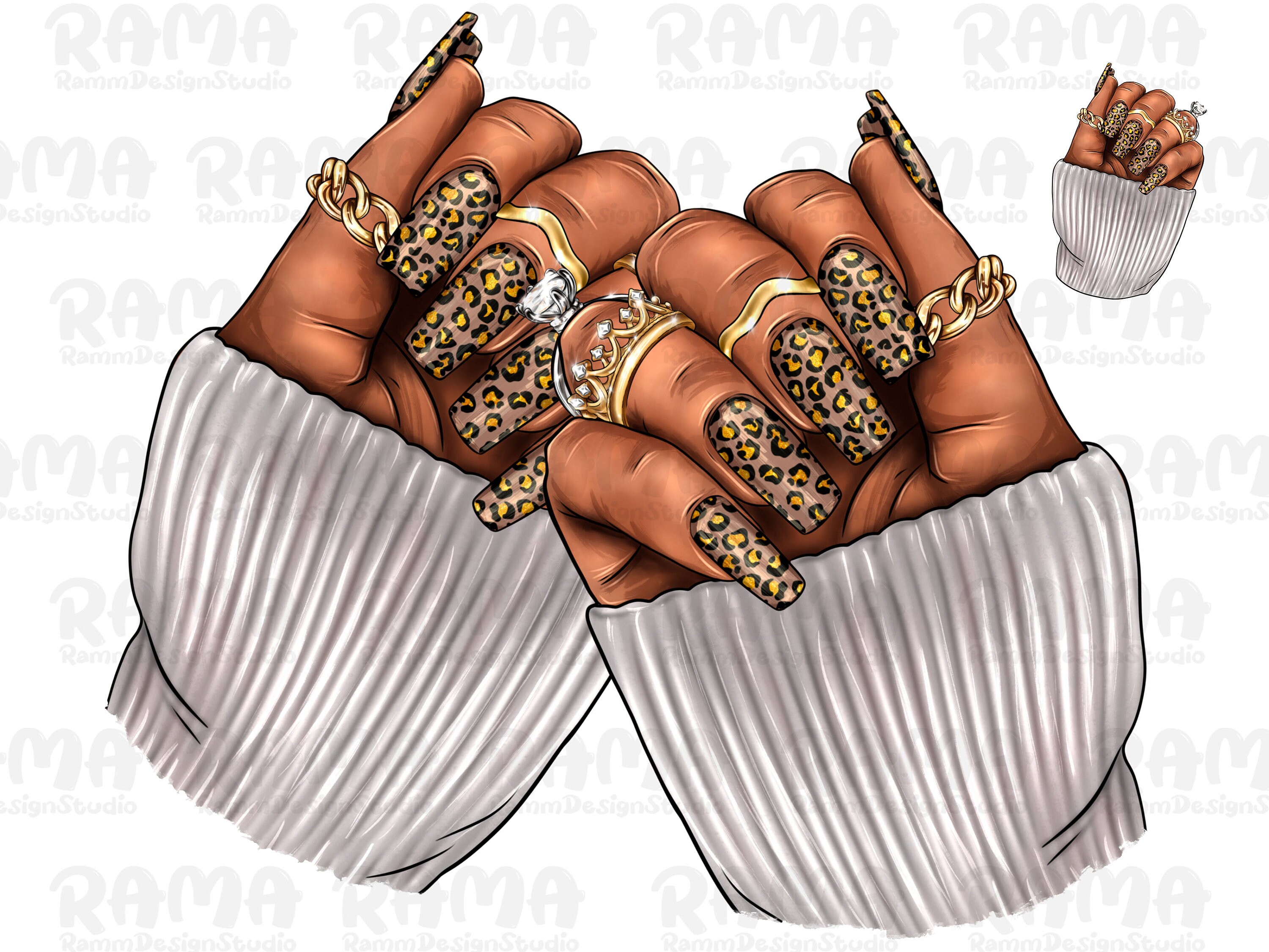 Embellished Leopard Clip Art Nails