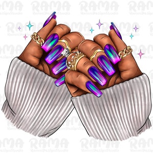 Holografische nagels Png, Paarse nagels Png, Zwarte vrouw Hand Png, Nagelartiesten Png, Afro Nail Tech Png, Afro Nail Tech Png, Zwarte Vrouw Nagels Png