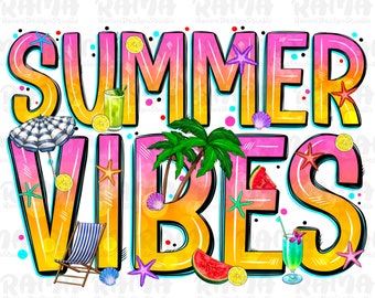 Summer vibes png sublimation design download, hello summer png, summer time png, summer holiday png, sublimate designs download