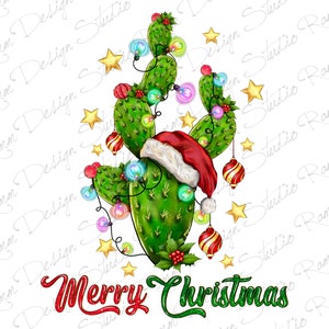 Merry Christmas Cactus Png Sublimation Design,Merry Christmas Png, Christmas Gift,Christmas Cactus Png,Happy New Year Png,Digital Download