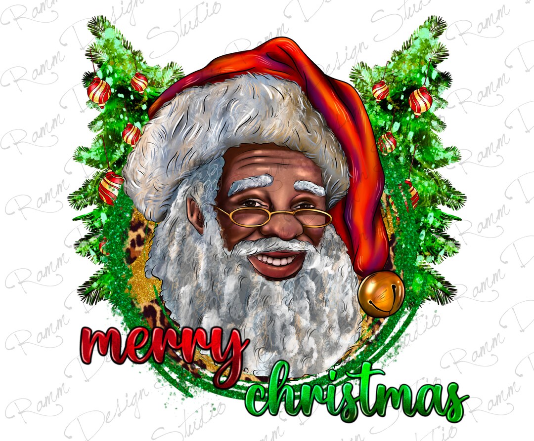 Merry christmas black santa png sublimation design merry christmas png