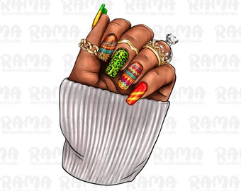 Black Woman Nails Png Sublimation Design, Black Woman Hand Png, Nail Artists Png,Afro Nail Tech Png,Black Woman Nails Png, Digital Downloads