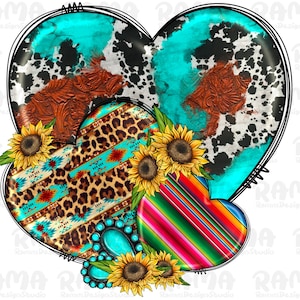Western heart png sublimation design download, western heart with sunflower png, heart png, hand drawn heart png, sublimate designs download