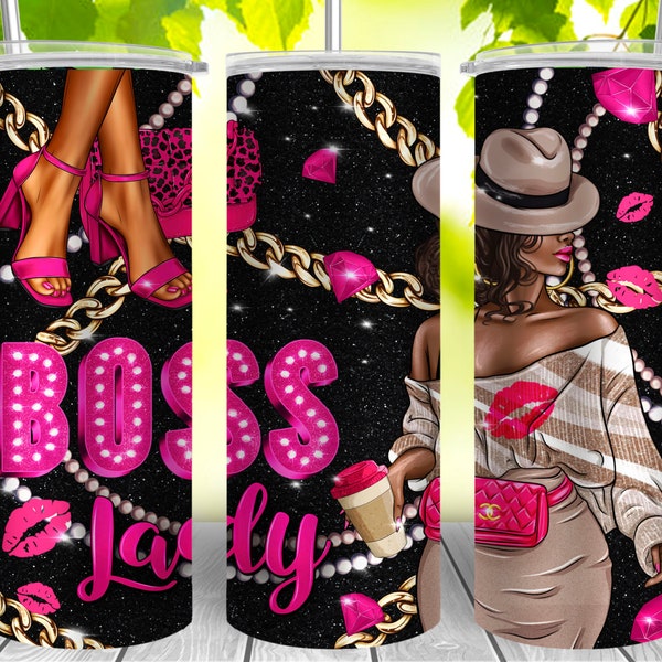 Boss Lady Png Sublimation Design Wraps for 20 oz. Skinny Tumbler - PNG Download DIGITAL ONLY, Boss Lady png, Boss Lady Gift