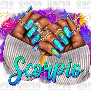 Scorpio Nails Black Woman Png Sublimation,Scorpio Zodiac Png,Horoscope Scorpio png,Scorpio zodiac ,astrology Scorpio png,Scorpio clipart png
