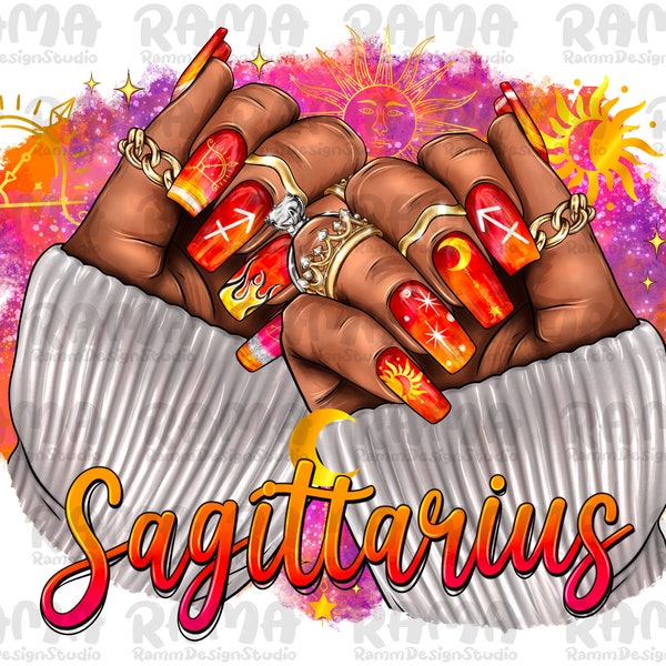 Sagittarius Nails Black Woman Png Sublimation,Sagittarius Zodiac,Horoscope Sagittarius png,Sagittarius zodiac png,astrology Sagittarius png