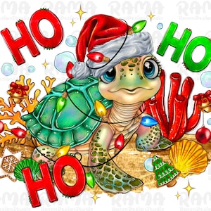 Ho Ho Ho Christmas Turtle Png, Merry Christmas Turtle Png, Christmas Turtle Png, Cute Christmas Turtle With Santa Hat Transparent PNG,