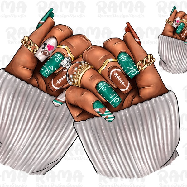 Football Nails Black Woman Png Sublimation Design,Football Nails Png,Game Day Nails Png,Nail Black Woman Png,Football Nails Clipart,Nail png