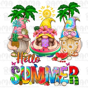 Hello Summer Gnomes Png, Summer Gnome PNG, Sublimation Designs, Gnome PNG, Summer Vibes, Summer Time, Summer png, Beach, Digital Png