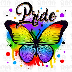Tęczowy motyl Pride LGBTQ+ png sublimacja projekt do pobrania, LGBTQ+ png, Pride png, miłość to miłość png, prawa człowieka png, projekty do pobrania