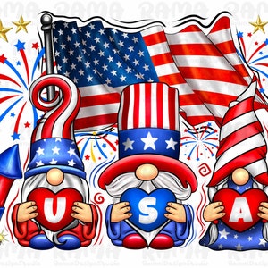 4th of July gnomes png sublimation design download, 4th of July png, Independence Day png, America&#39;s gnomes png, Usa Gnomes Png Sublimation