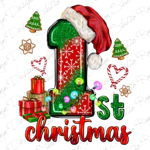 1st Christmas Png Sublimation Design, Christmas Png, First Christmas Png, Merry Christmas Png, Baby&#39;s First Christmas Png Downloads