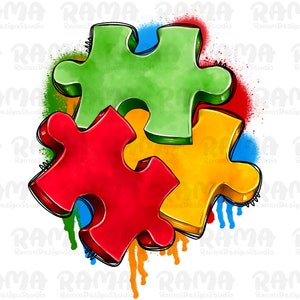 Autism puzzle piece png sublimation design download, Autism awareness png, Autism puzzle png, sublimate designs download
