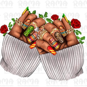 Mexican Woman Nails Png Sublimation Design, Rose Png, Black Woman Hand Png, Nail Artists Png, Afro Nail Tech Png, Black Woman Nails Png