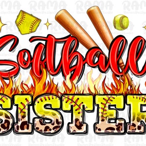 Softball Sister Png, Softball Sister Design, Softball Clipart, Sublimate, Transparent PNG file for sublimation, Sister Png, Softball Sister