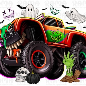 Halloween Monster Truck Png, Monster truck png sublimation design download, Truck png, monster truck png, halloween truck png, Monster truck