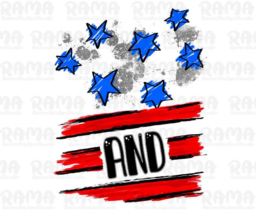 Stars and Stripes Splatter Paint Digital Download Independence Day PNG