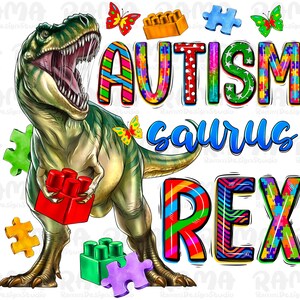 Autism Saurus Rex png, sublimation design download, Autism Awareness png, Saurus Rex png, Autism Life png, Digital download, puzzle png