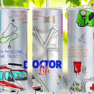 Doctor life 20oz Skinny Tumbler Sublimation Designs, Doctor PNG File Digital Download,Doctor life PNG, Doctor tumbler png