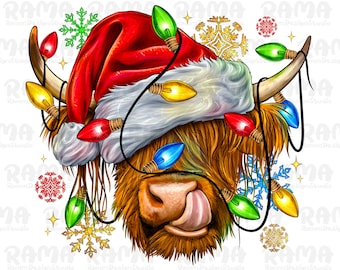 Christmas Heifer Cow Png, Christmas Cow Png, Western Design,Western Christmas Png,Christmas Cow Png,Christmas Light Png,Western Cow