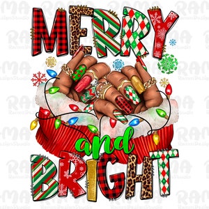 Merry And Bright Christmas Nails Png, Christmas Black Woman Nails Png, Christmas Woman Hand Png, Nail Artists Png, Afro Nail Tech Png, Nails