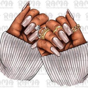Black Woman Nails Png Sublimation Design, Black Woman Hand Png, Nail Artists Png,Afro Nail Tech Png,Black Woman Nails Png, Digital Downloads