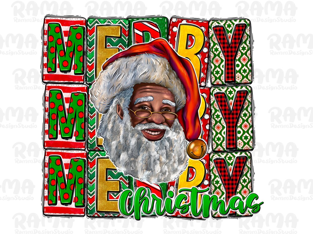 Merry christmas black santa png sublimation design merry christmas png