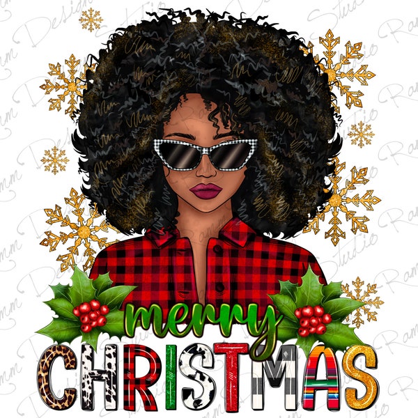 Merry Christmas Afro Woman Png Sublimation Design,Merry Christmas Png,Black History Png,Christmas Afro Woman Png,Afro Woman,Digital Download