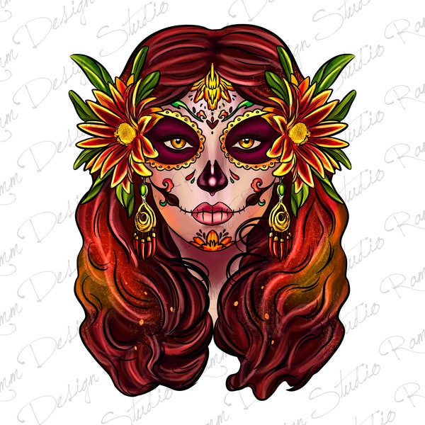 Sugar Skull Girl Png Sublimation Design,Western Png,Sugar Skull Woman,Sugar Skull Girl Png,Sugar,Beautiful girl,Skull Png,Digital Download