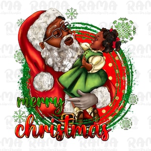 Vrolijk kerstfeest zwarte kerstman met zwart kind meisje png sublimatie ontwerp download, zwarte kerstman png, zwarte jongen png, sublimatie ontwerpen downloaden