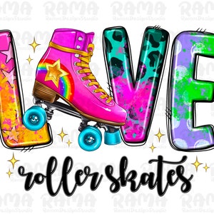 Love Roller Skates Png Sublimation Design, Love Roller Skates Sublimation Download, Love Roller Skates png, Skating Lovers PNG, Skating girl