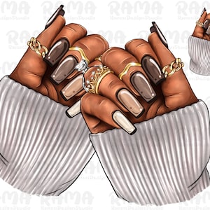 Black Woman Nails Png Sublimation Design, Black Woman Hand Png, Black Nails Png, Nail Artists Png, Afro Nail Tech Png, Black Woman Nails Png