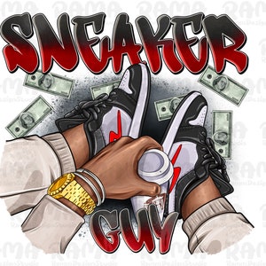 Black fashion man coffee money Black And Red png sublimation design download, black man png, sneaker life png, cash money png, sublimate