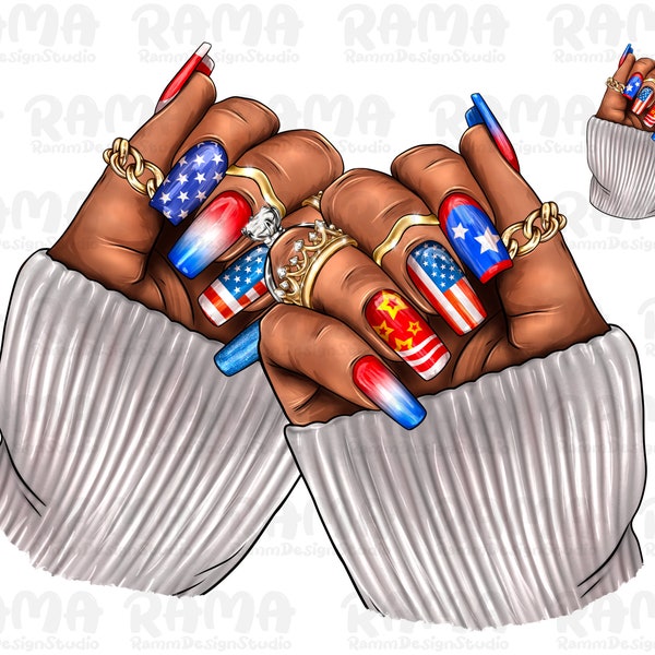 American Nails Black Woman Png, 4th Of July Png, Nail Artists Png, Afro Nail Tech, Black Woman Nails, American Design, Black Woman Nails Png