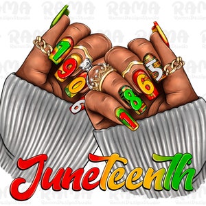 Black woman Juneteenth nails png, sublimation design download, Juneteenth png, afro woman hands png, sublimate designs download