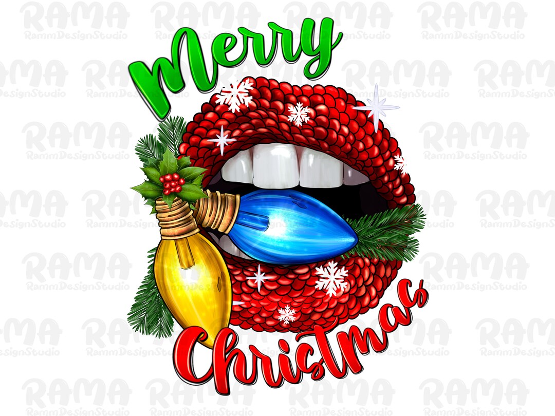 Merry Christmas Lips With Lights Png Sublimation Design, Christmas ...