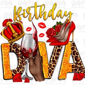 Birthday Diva Png Sublimation Design, Birthday Png, Birthday Queen Png, Birthday Girl Png, Glitter Diva Png, Stilleto Png, Digital Download