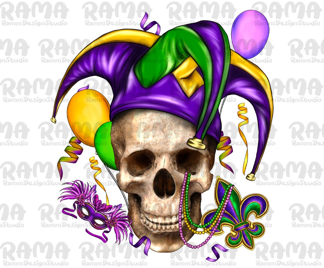 mardi gras skull shirt