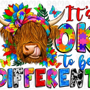 it&#39;s Ok To Be Different Png, Autism Awareness Png, Autism Puzzle Cow, Autism Png, Autism Cow Png, Puzzle Png,Autism Acceptance,Heifer Autism