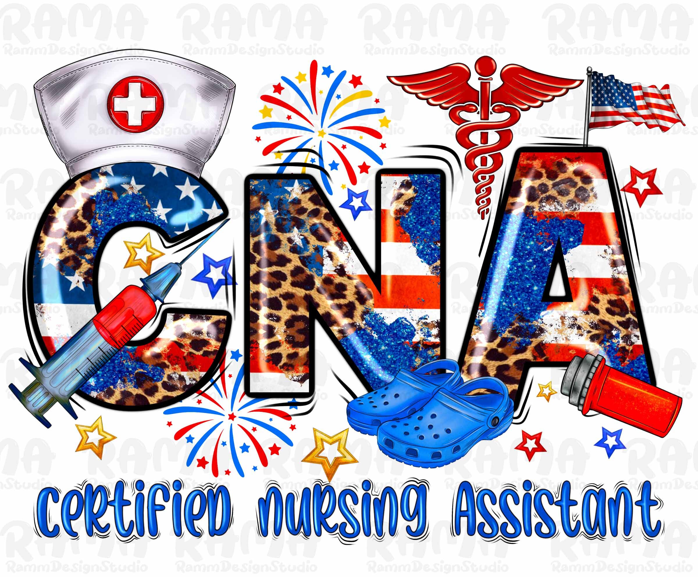 4th of July CNA Certified Nursing Assistant png sublimation design download, CNA Nurse png, 4th of July png, sublimate designs download