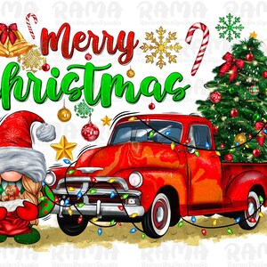 Merry Christmas Gnomes, Christmas Truck, Christmas Gnome Png,Digital Download, Merry Christmas, Christmas Png, Gnome Png Sublimation Designs