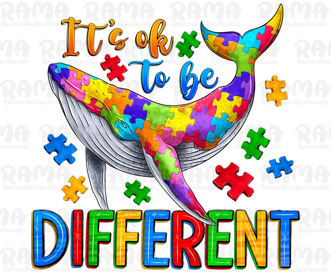 It’s Ok to Be Different Png, Autism Awareness Png, Autism Puzzle Whale