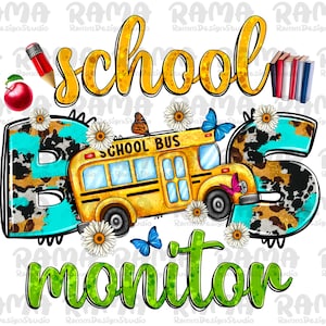 Monitor de ônibus escolar png download de design de sublimação, volta às aulas png, ônibus escolar png, ônibus escolar ocidental png, download de designs sublimados