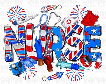 4th of July Nurse png sublimation design download, 4th of July png, American Nurse png, Nurse png, Nursing png, sublimate designs download