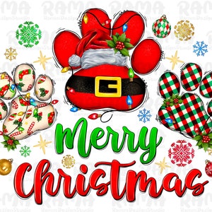 Merry Christmas paws png sublimation design download, Christmas png, Happy New Year png, Christmas paws png, sublimate designs download