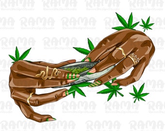 Rolling joint png sublimation design download, black woman hands png, smoking png, cannabis png, sublimate designs download