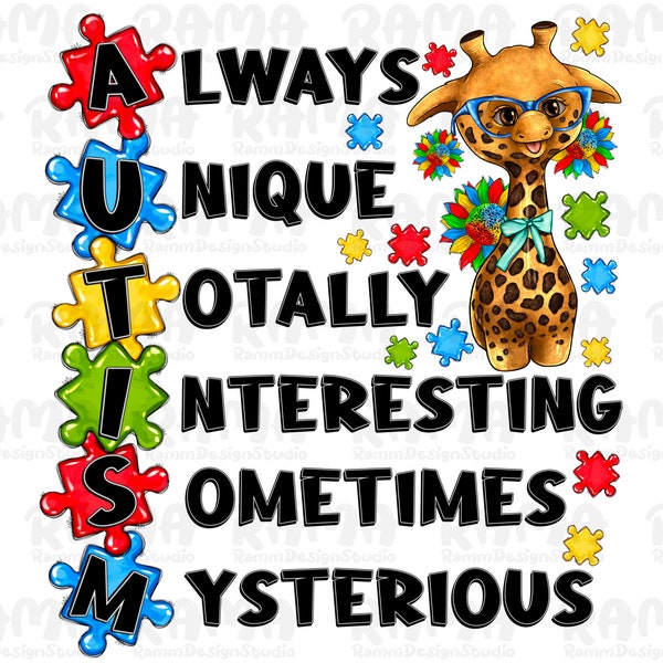 Always unique Autism png sublimation design download, Autism awareness png, Autism life png, Autism puzzle png, sublimate designs download