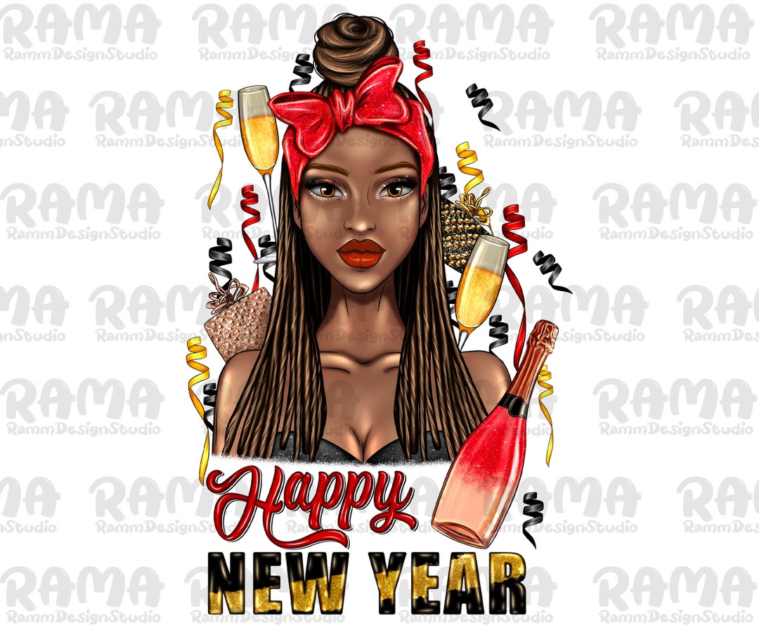 Happy New Year Afro Woman Png Sublimation Design,happy New Year Png …