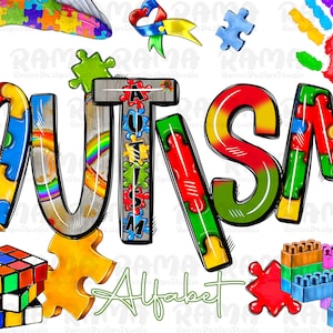 Autism Doodle Alphabet Bundle Png, Autism Alphabet PNG,Font png,Alphabet,Font Letters,Autism Awareness,Puzzle Png,Marquee Letters Png,Autism